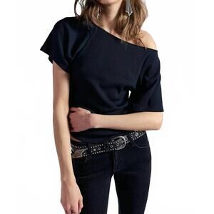 NEW FREE PEOPLE lucy off-the-shoulder tee in black